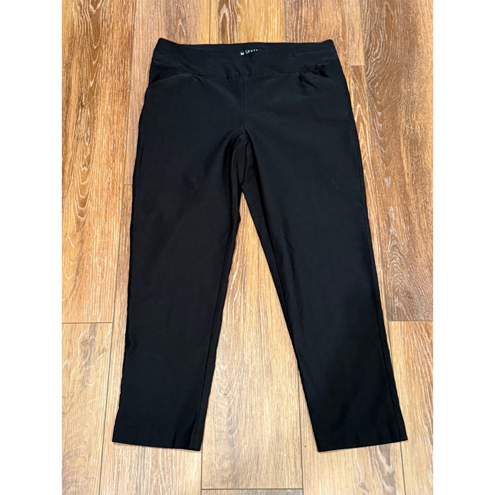 N Touch Petite Black Pull‎ On Straight Leg Pants Size 12P Style 503GP Stretch